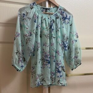 Victoria's Secret Aqua Floral Blouse